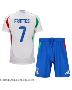 Italia Davide Frattesi #7 Maglia Gara Trasferta Repliche Europei 2024 Bambino